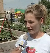 PHOTO: Eliza Fournier talking about the Green Youth Farm program.